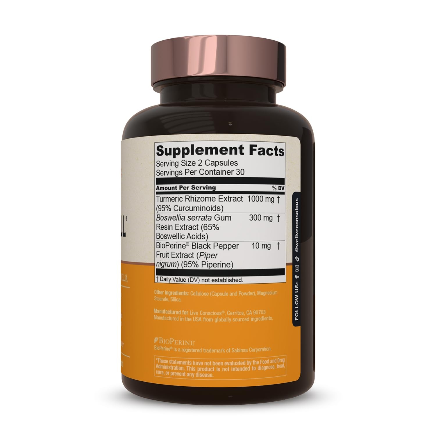 Live Conscious CurcuWell – Curcumin and Boswellia Blend 60 Count (Pack of 2)