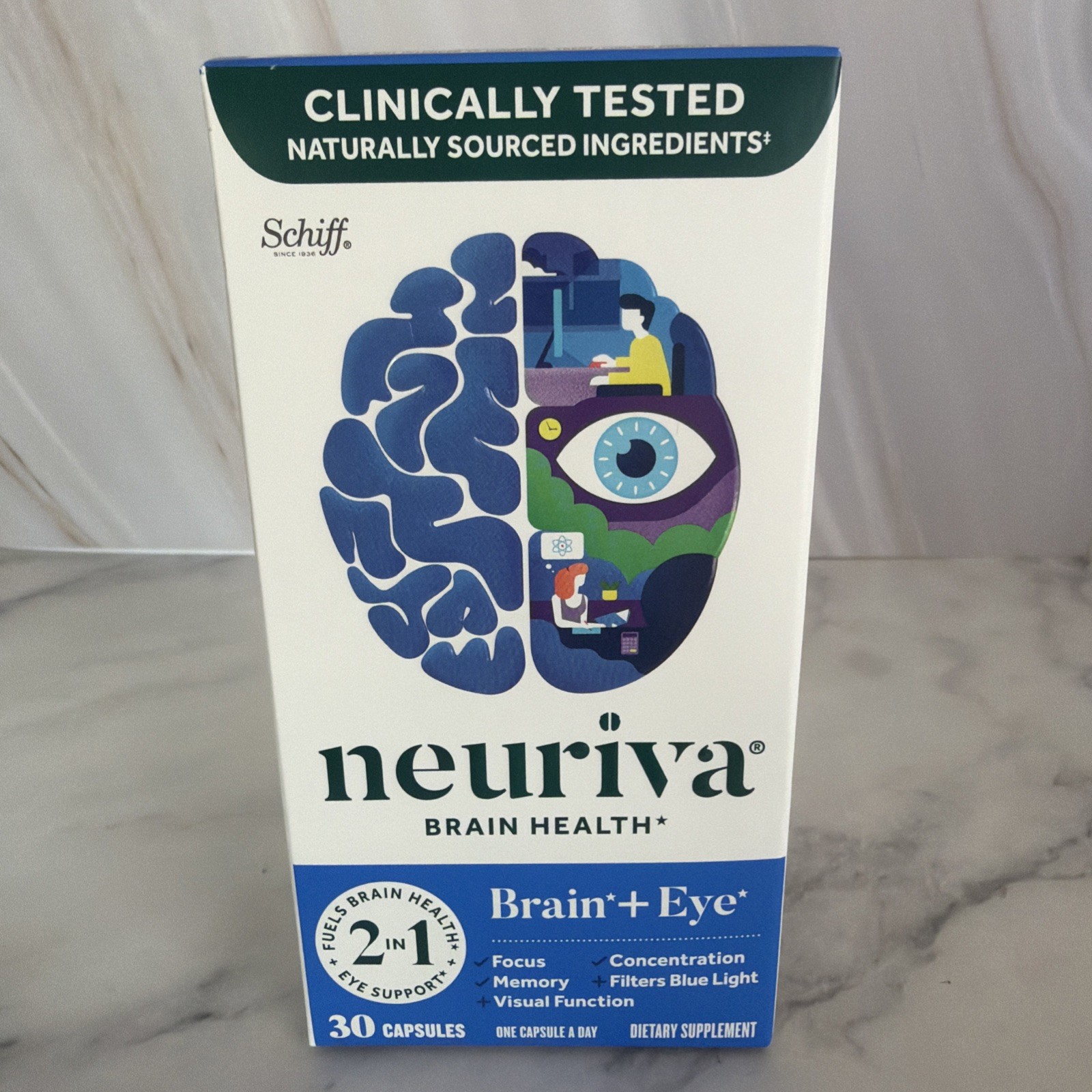 Neuriva Brain+ Eye Brain & Nervous System Memory Support Capsules 30 Count