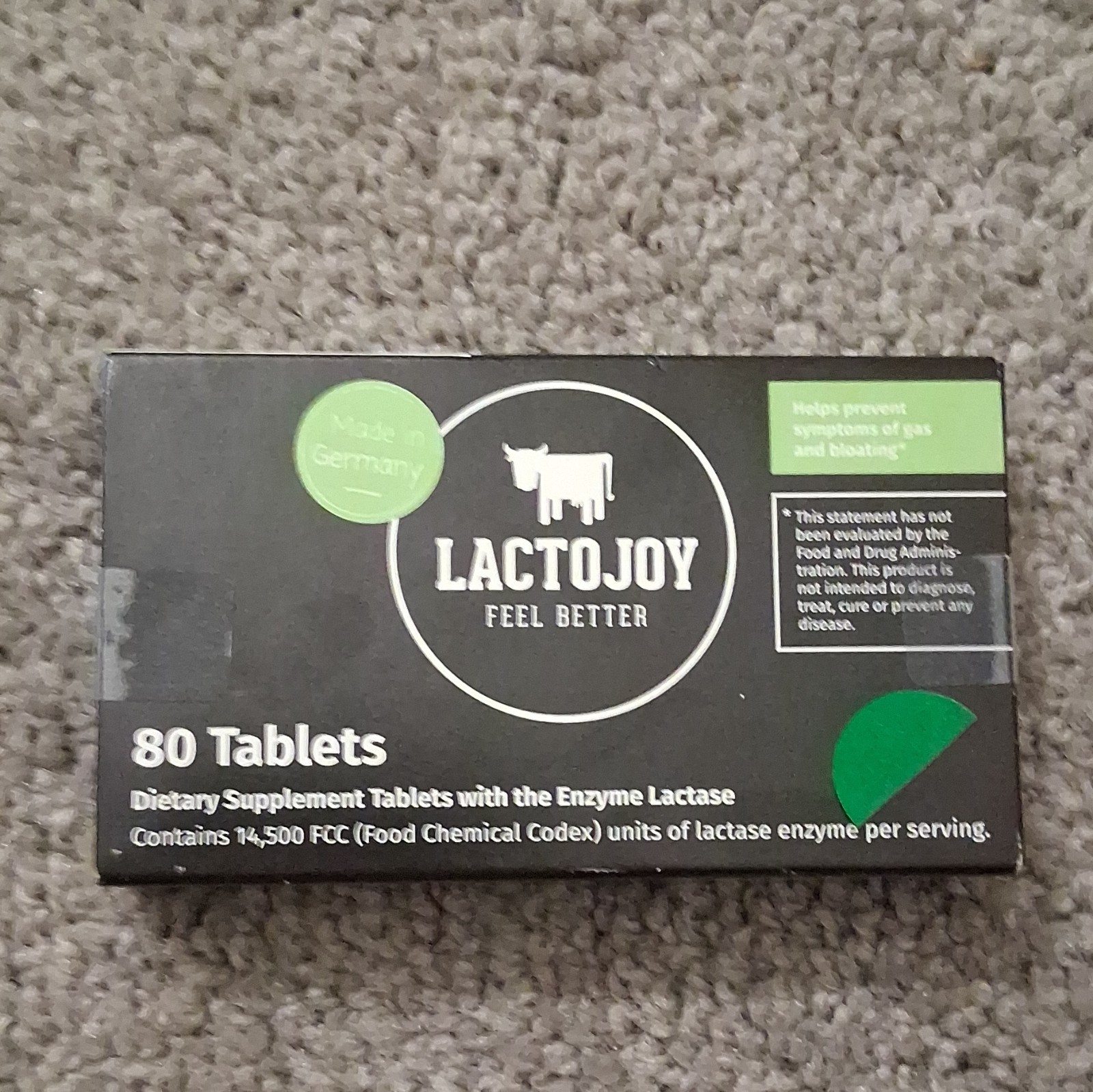Lactojoy Lactase 14,500 FCC 80 Tablets Digestive Support Gluten-Free Exp 01/2028