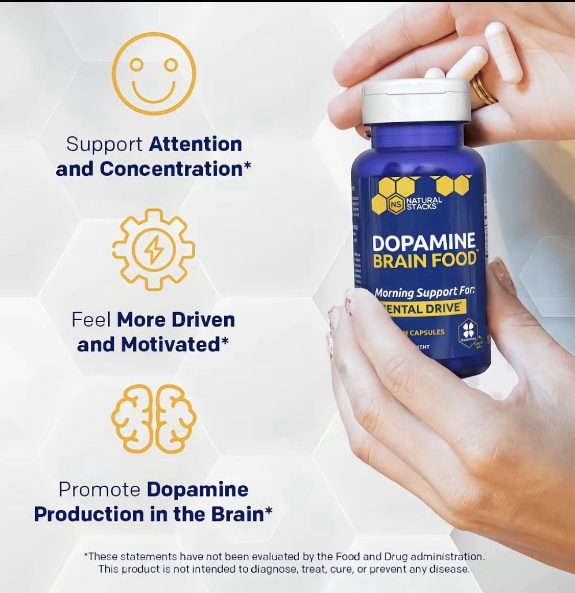 Natural Stracks Dopamine Brain Suplement Promete. Mental Drive,clarity & Focus