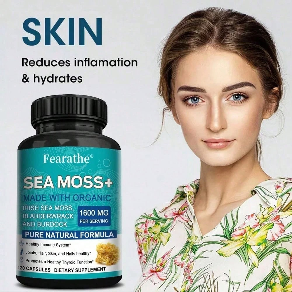 Irish Sea Moss Fucus Burdock Capsules 120 Count Adult Dietary Supplement
