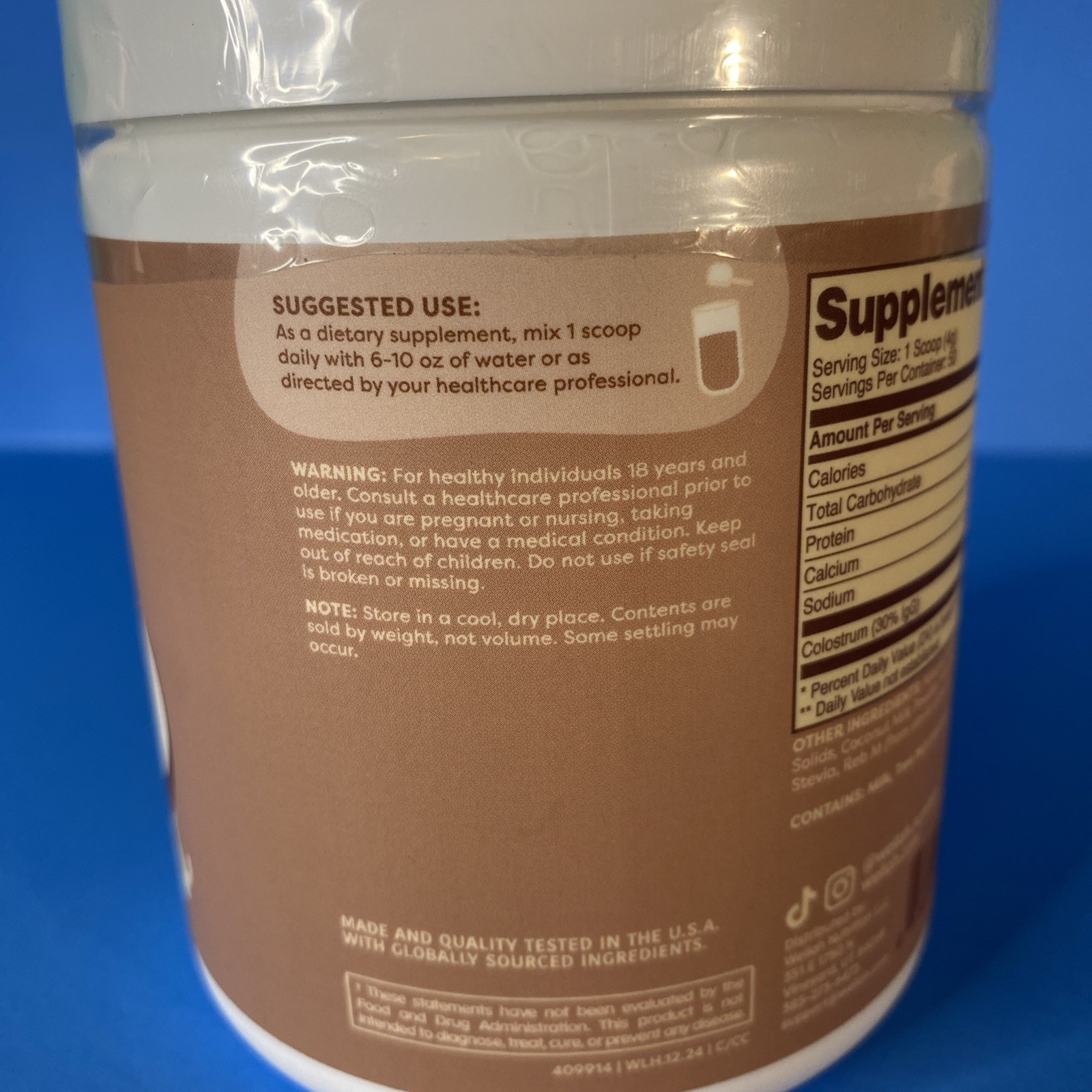 Wellah Colostrum Coconut Cream Flavored 50 servings 3g per serving