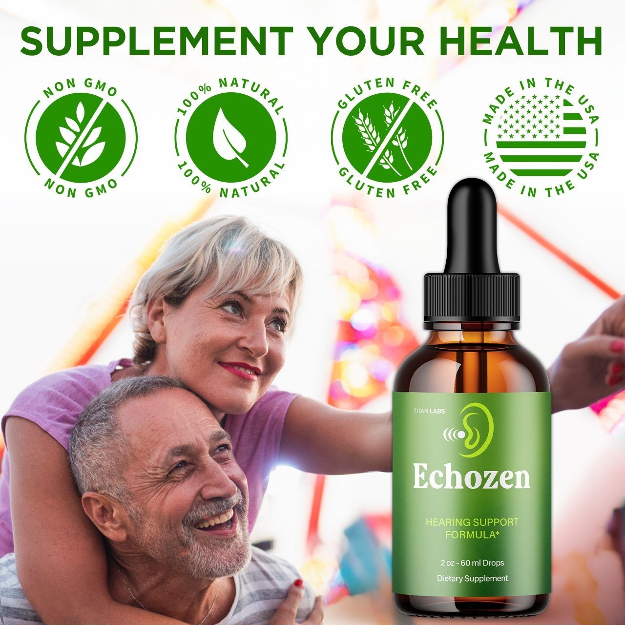 (3 Pack) Echozen Ear Health Support Drops Natural Echo Zen Vitamin 90 Servings