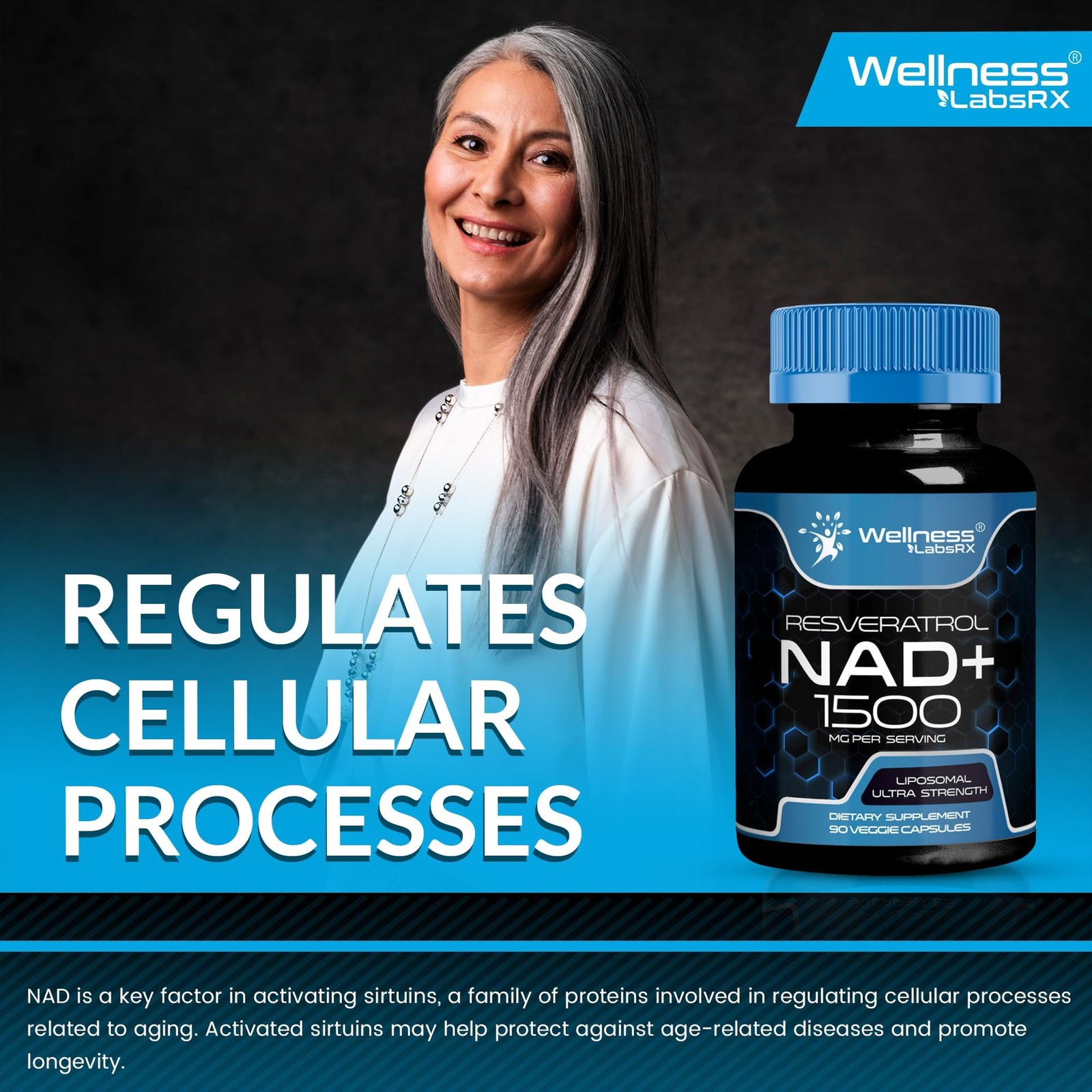 WELLNESS LABSRX Liposomal NAD Supplement, 1500mg – 90 Count (Pack of 3)