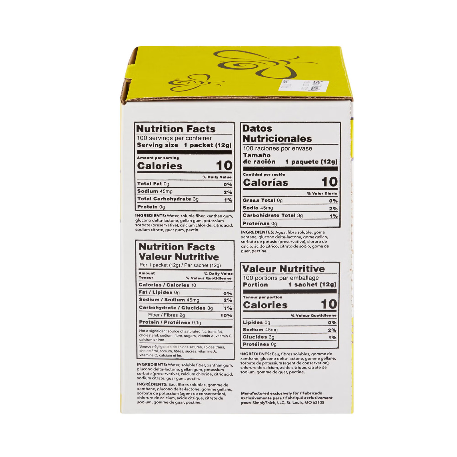 SimplyThick Easy Mix Food & Drink Thickener Unflavored 12 Gram Packet 100 Ct