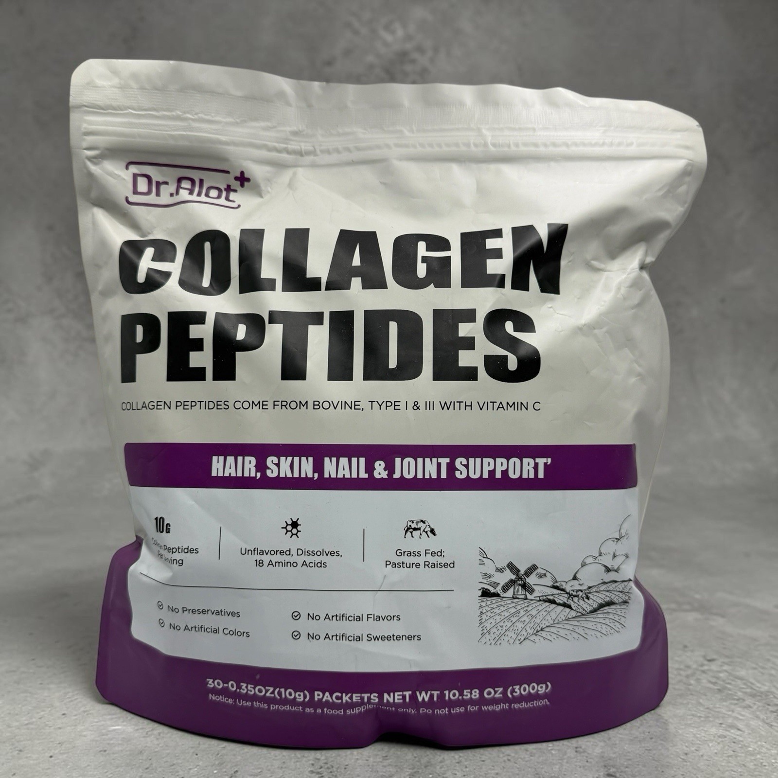 Dr. Alot 2X Boost Collagen Peptides Hair Skin Nails Joint 30 Servings EXP: 10/26