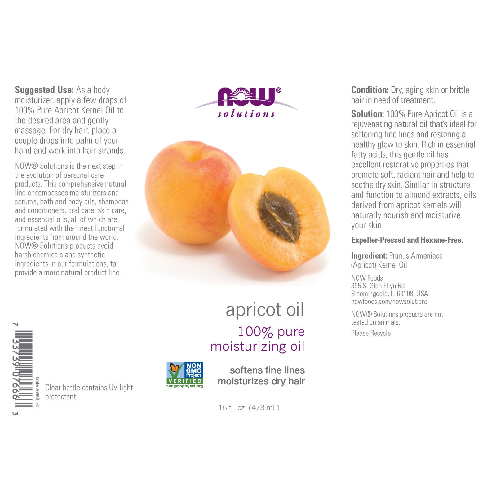 3 x NOW Apricot Kernel Oil 16 fl oz