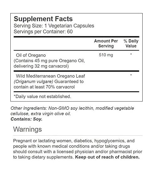 Vitacost Oregano Oil – 45 mg – 70% carvacrol – 60 Capsules Exp. 11/30