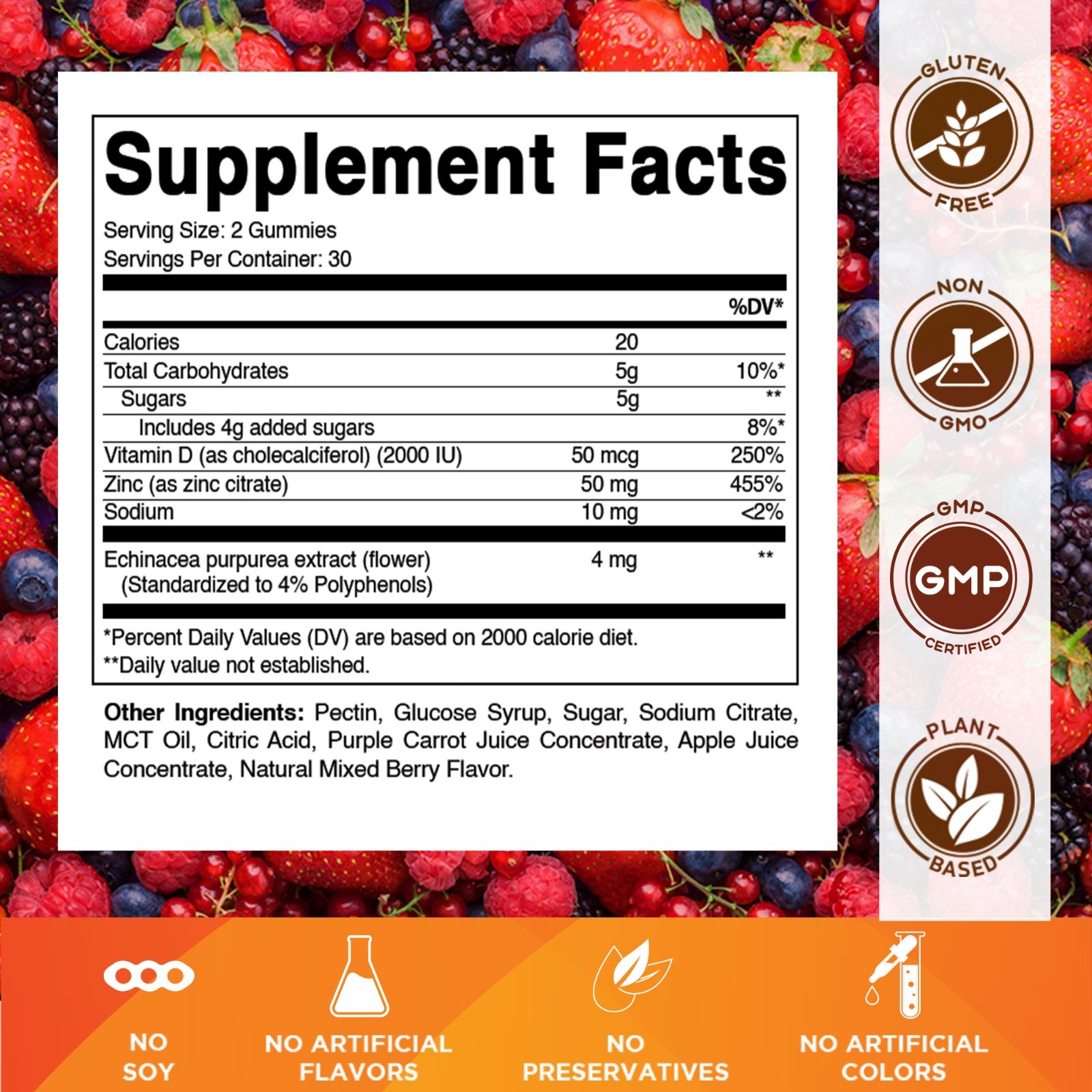Vitamatic Zinc 50mg Gummies – 60 Vegan Gummies – Gluten Free