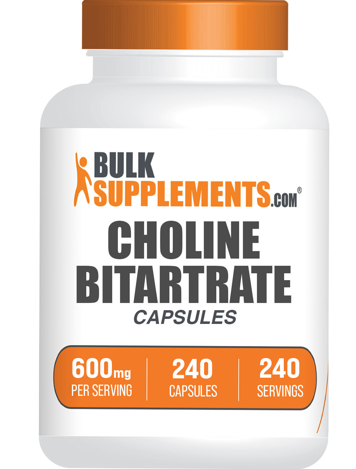 BulkSupplements Choline L-Bitartrate 240 Capsules – 600 mg Per Serving