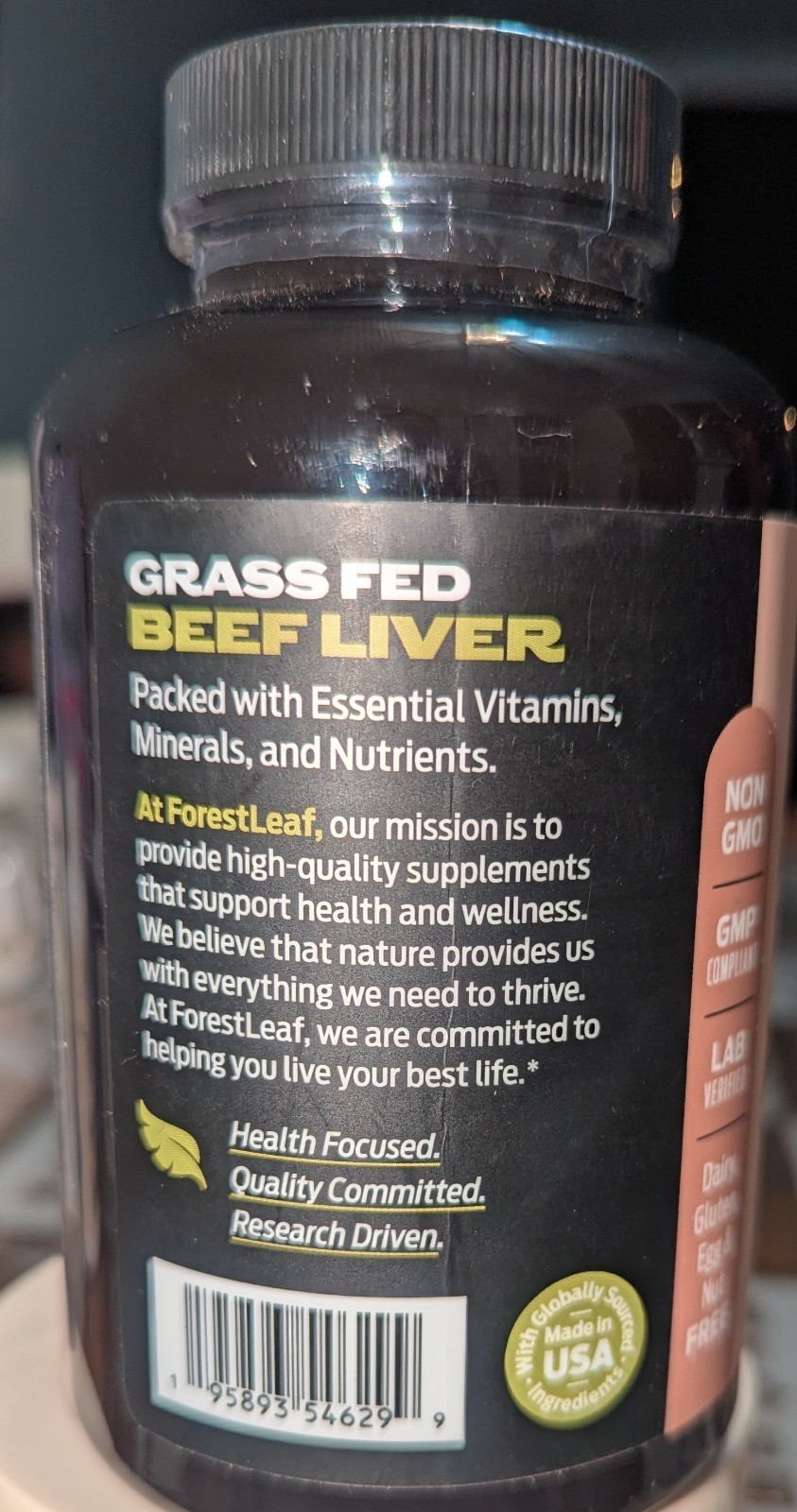 ForestLeaf Grass Fed Beef Liver 3000mg 180 Caps GMO-Free Exp 02/2029