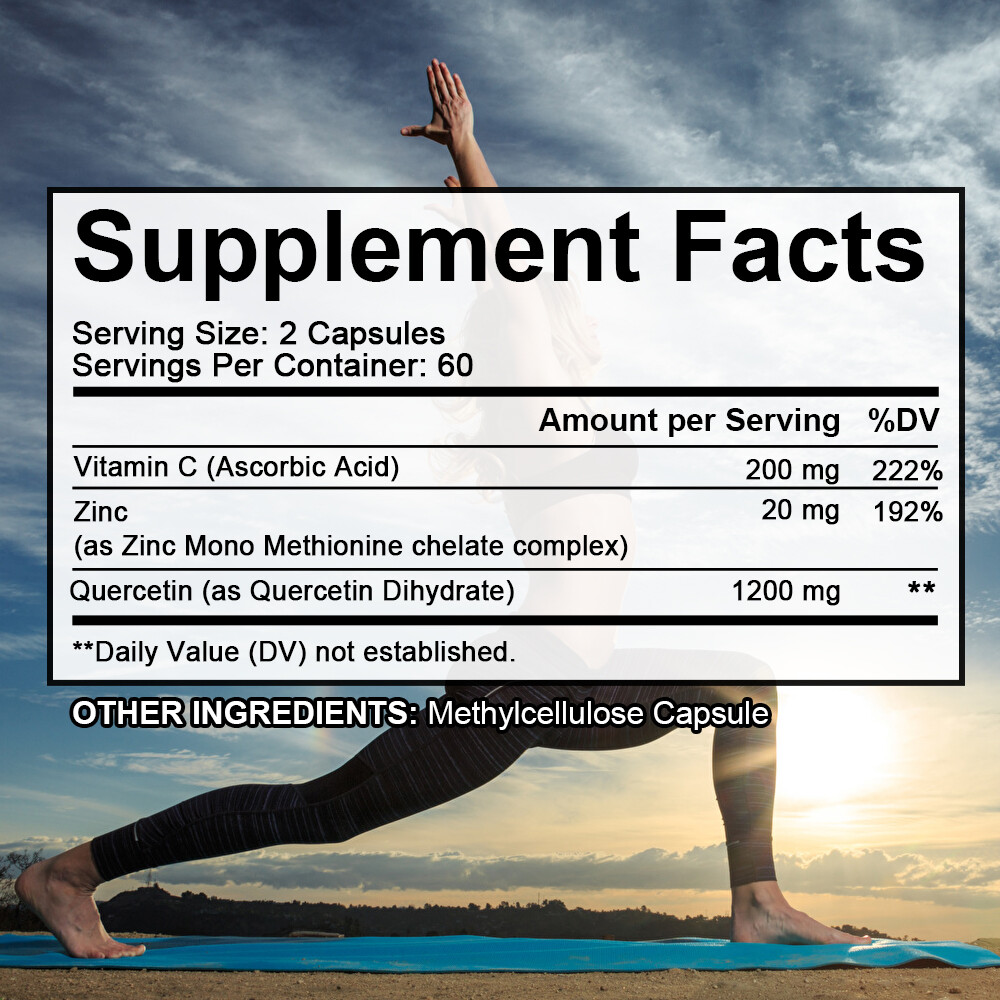 Quercetin 1200mg with Vitamin C and Zinc – Ultimate Immune Booster
