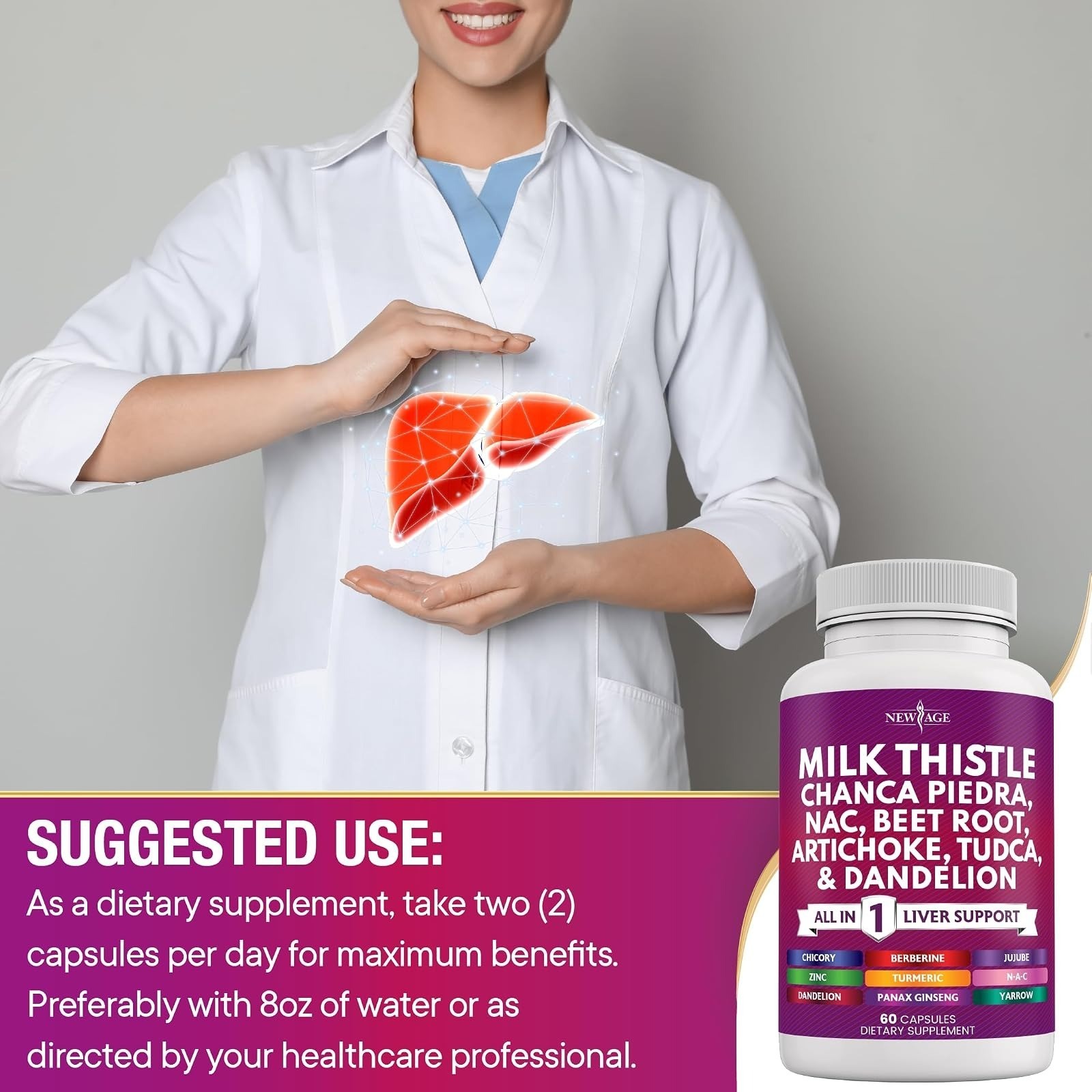 NEW AGE Milk Thistle Liver Support Supplement – 60 Capsules