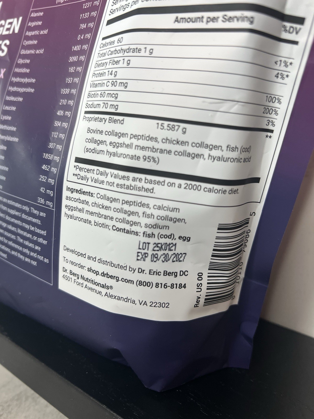 Dr. Berg Multi Collagen Peptides I II III V X 25 Serv 14.1 oz Exp 09/2027