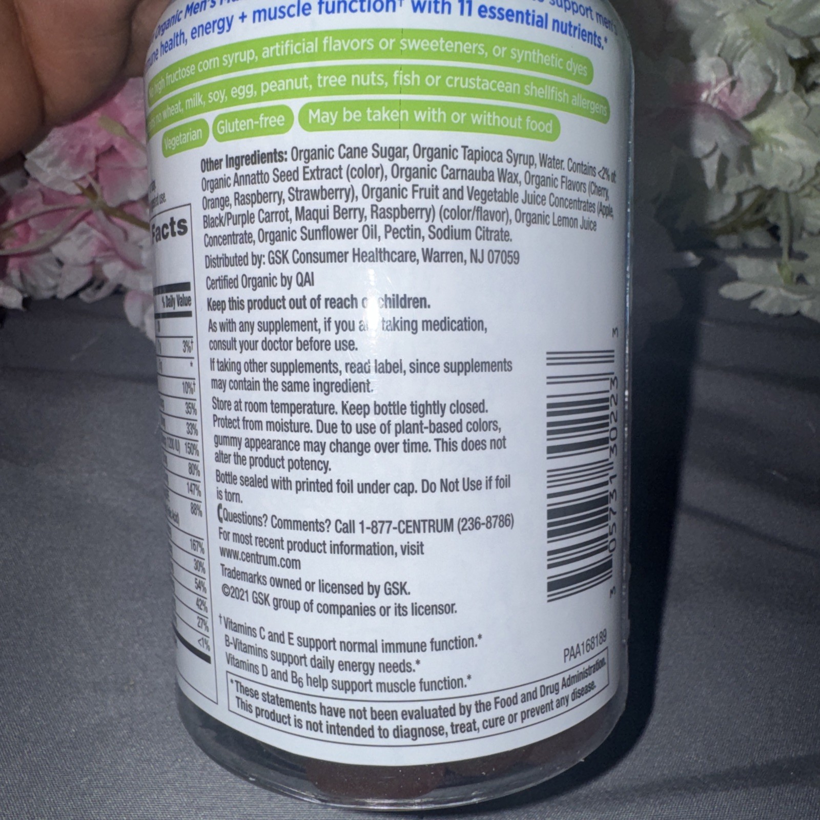 Centrum Men Multigummies • USDA Organic • Immune Support & Energy • 90 Gummies
