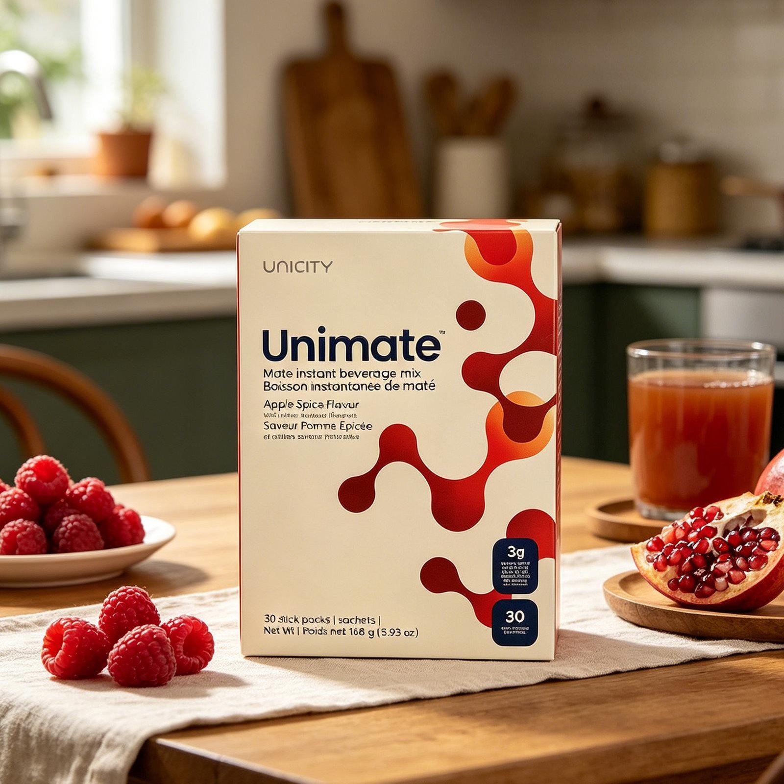 Unicity Unimate Apple Spice Flavor , 30 Stick Packs Fresh Date Exp: 2028