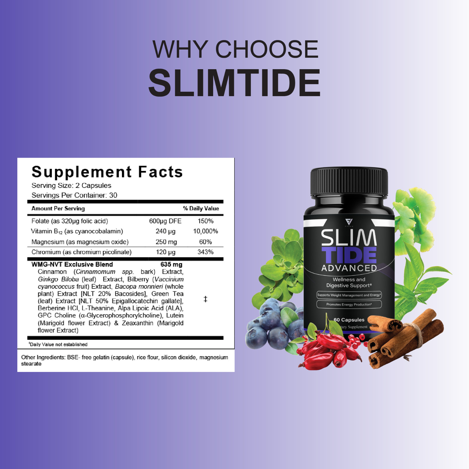 (2 Pack) Slimtide Advanced Health Management Capsules, Slim Tide (120 Capsules)