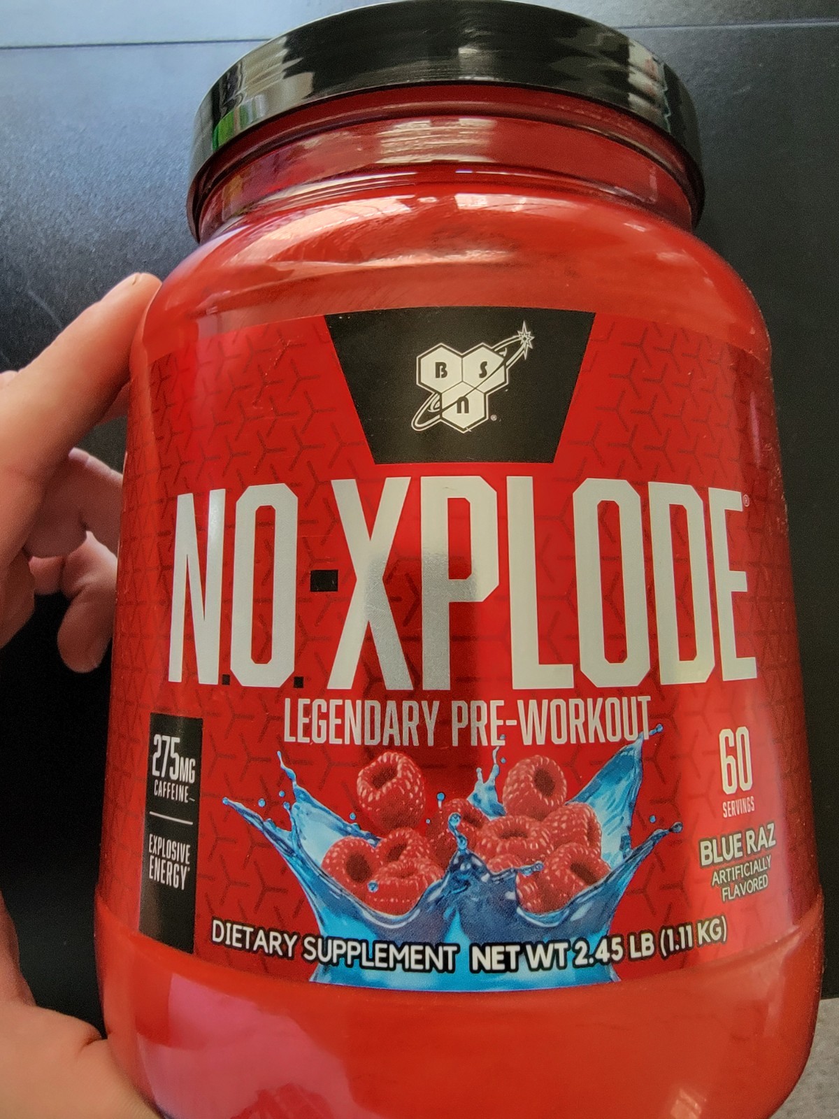 BSN N.O.XPLODE Pre-Workout 2.45lb, 60 Servings, Blue Raz BB 2/19/28