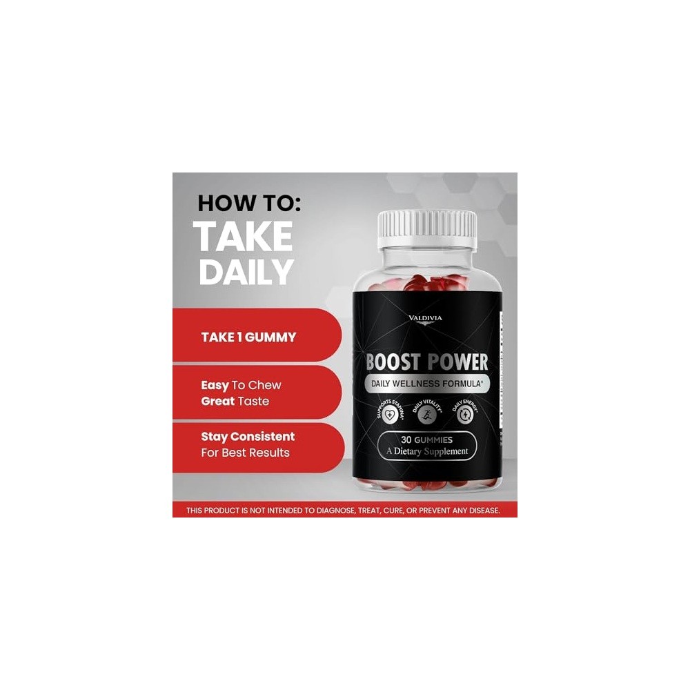 Valdivia Boost Power 90 Gummies 3 Pack Dietary Supplement Made in USA