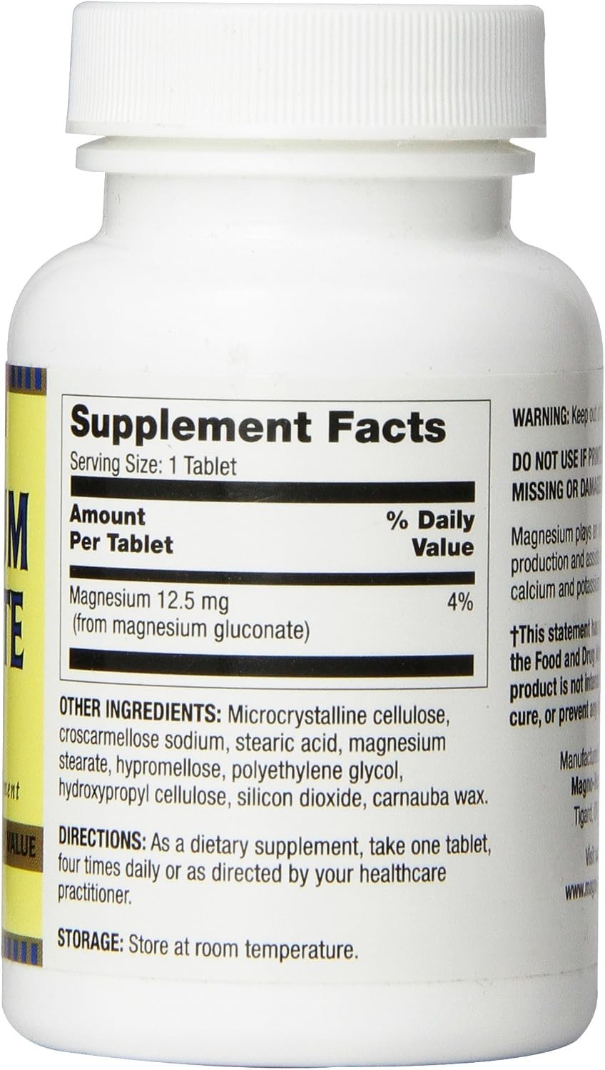 Optimum Magnesium Gluconate Tablets Gluten Free Dietary Supplement 250mg 06/2027