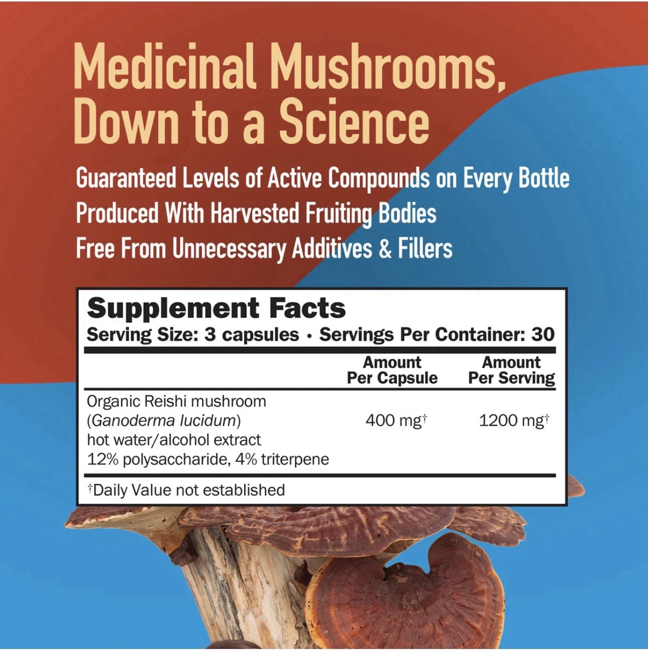Mushroom Science Reishi 400mg Vegetarian Capsules 90ct Full Spectrum Extract