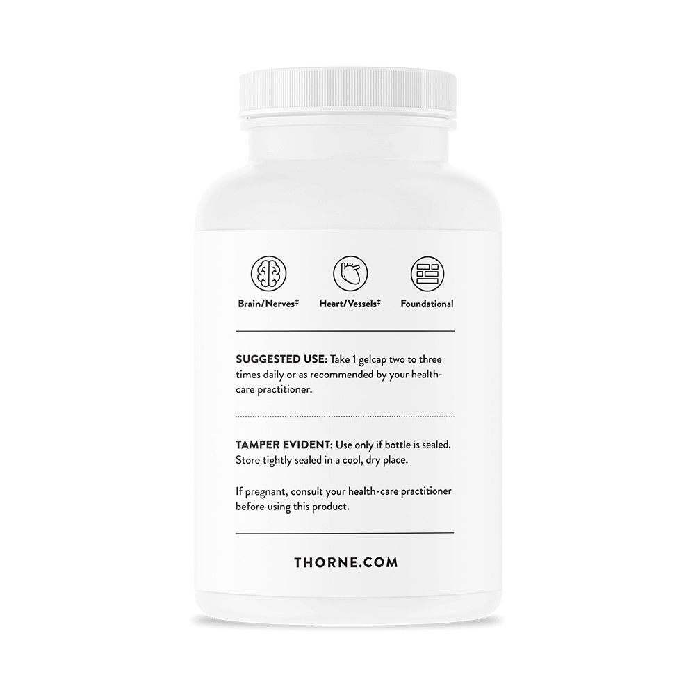 Thorne Omega-3 with CoQ10 – 90 Gelcaps – New + Fast Free Shipping EXP: 04/2026