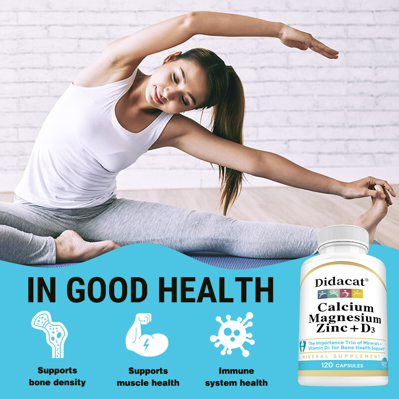 Magnesium Zinc Calcium Vitamin D3 Capsules For Bone Muscle Immune Health