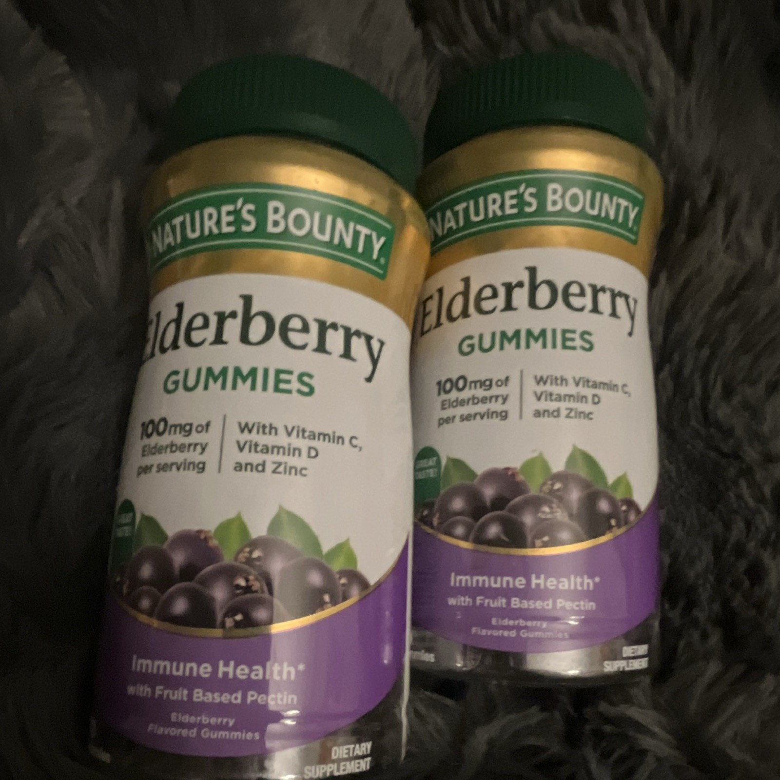 Nature’s Bounty Elderberry Gummies 100mg Vit C D Zinc No Gelatin 70ct 09/26 2 ct