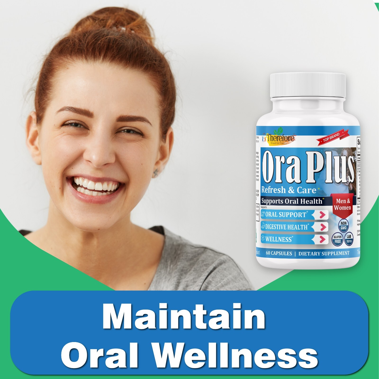 Ora Plus Oral Health Probiotics, Help Control Bad Breath, Digestive Health 60 Ct