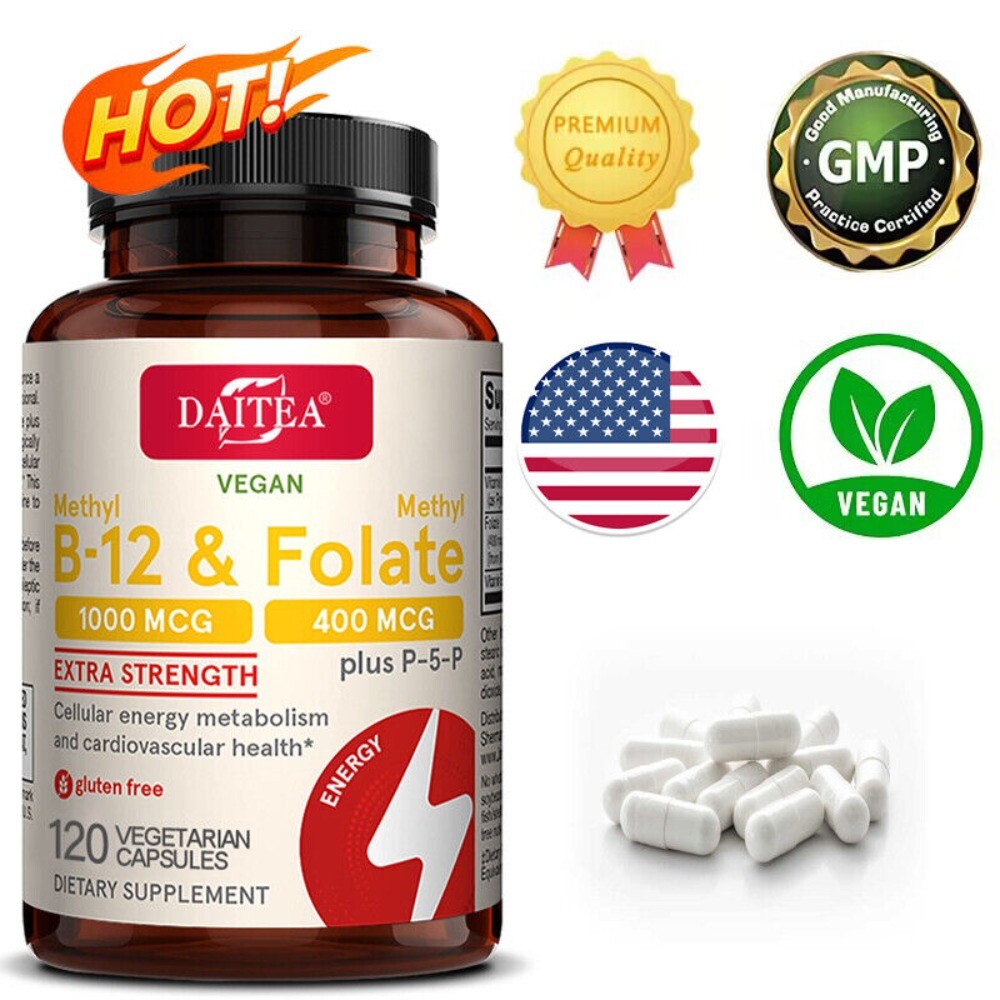 Premium Methyl Folate Supplement-Vitamin B12 & B6 Methyl Folate-120 Caps