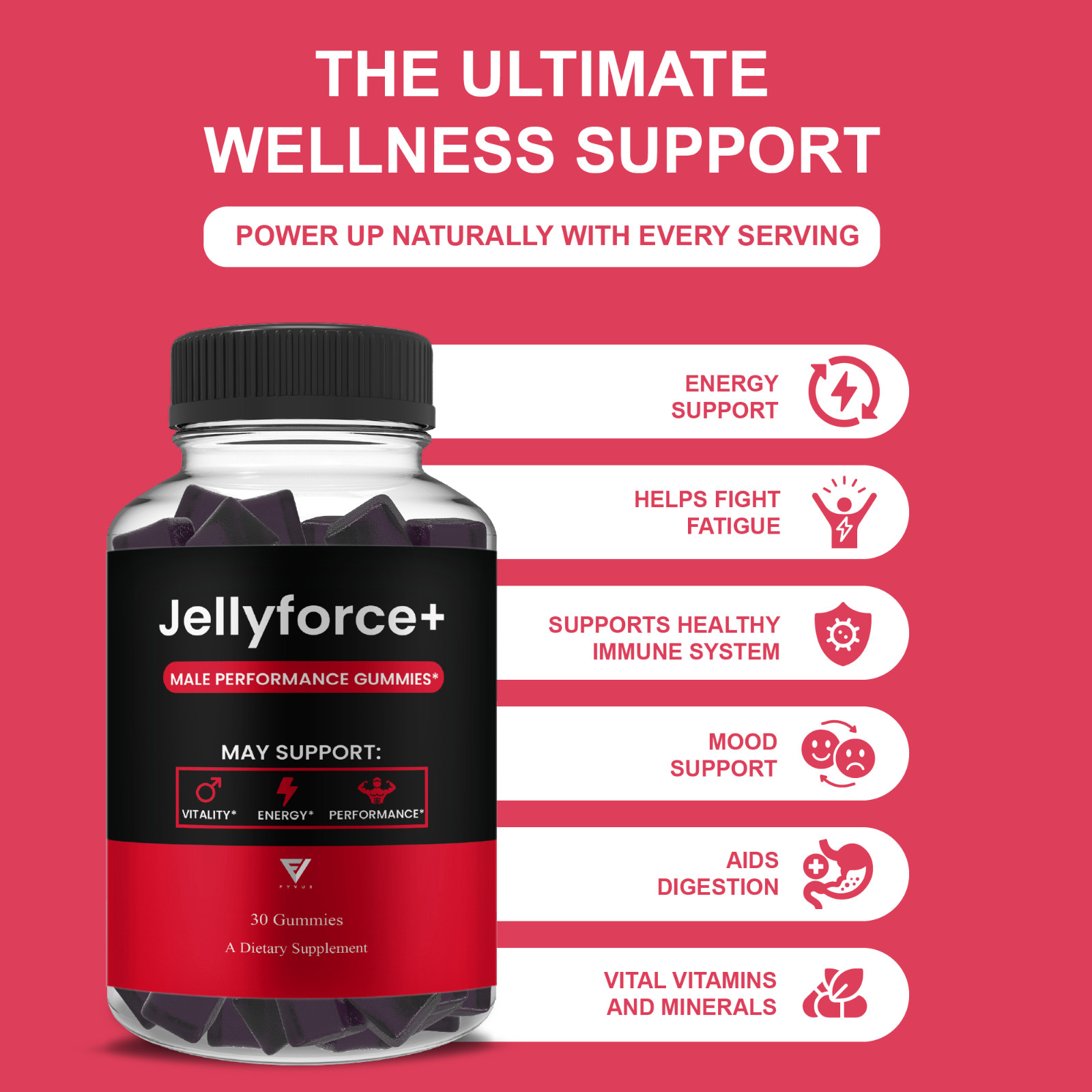 (5 Pack) Jelly Force Male Performance Gummies, JellyForce Male For (150 Gummies)