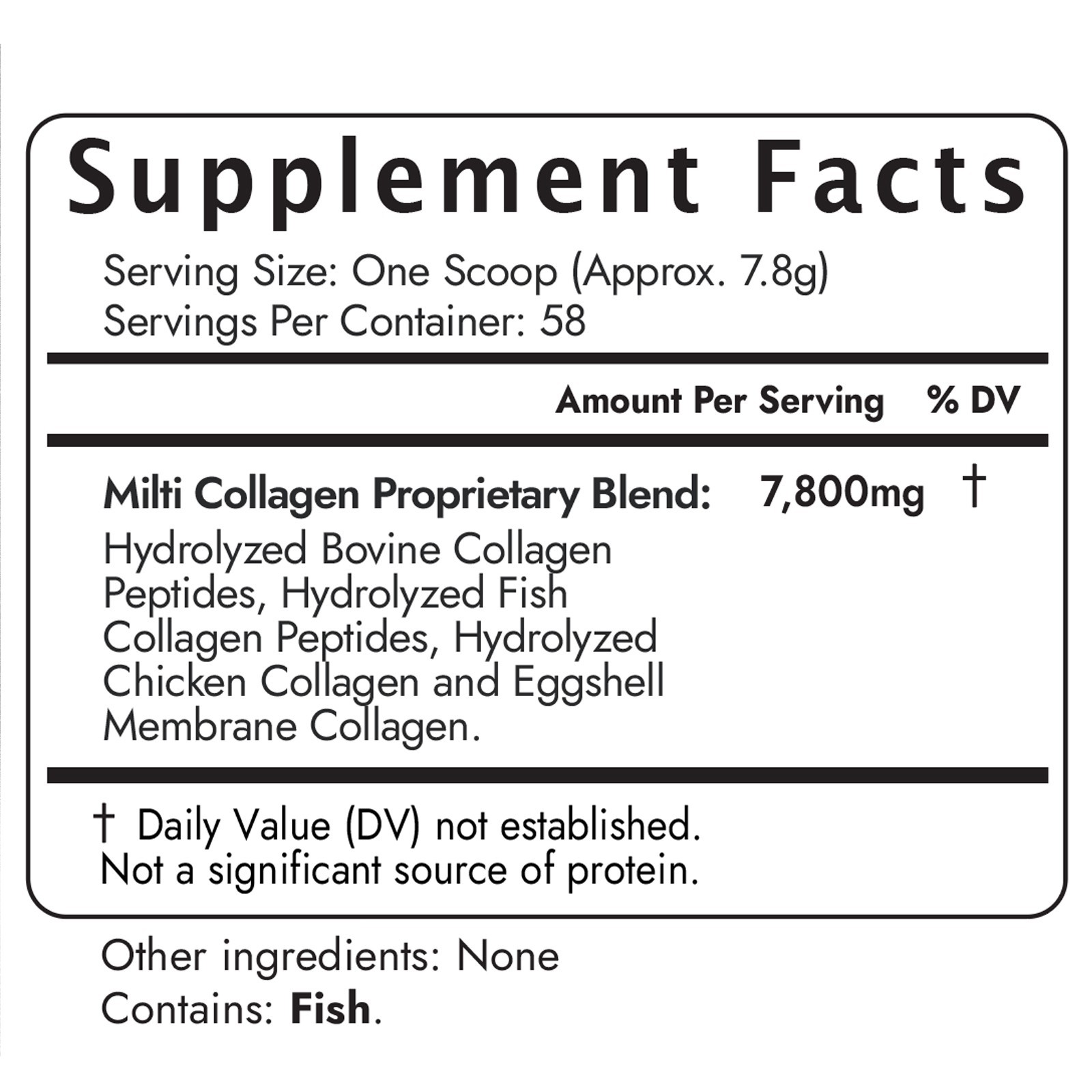 Total Multi Collagen Hydrolyzed Peptides Blend Type I II III V X Unflavored