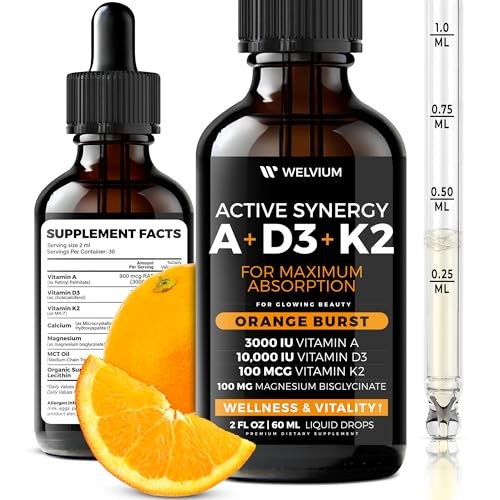 WELVIUM Liquid Vitamin D3 K2 Magnesium Liposomal Drops with 10000 IU