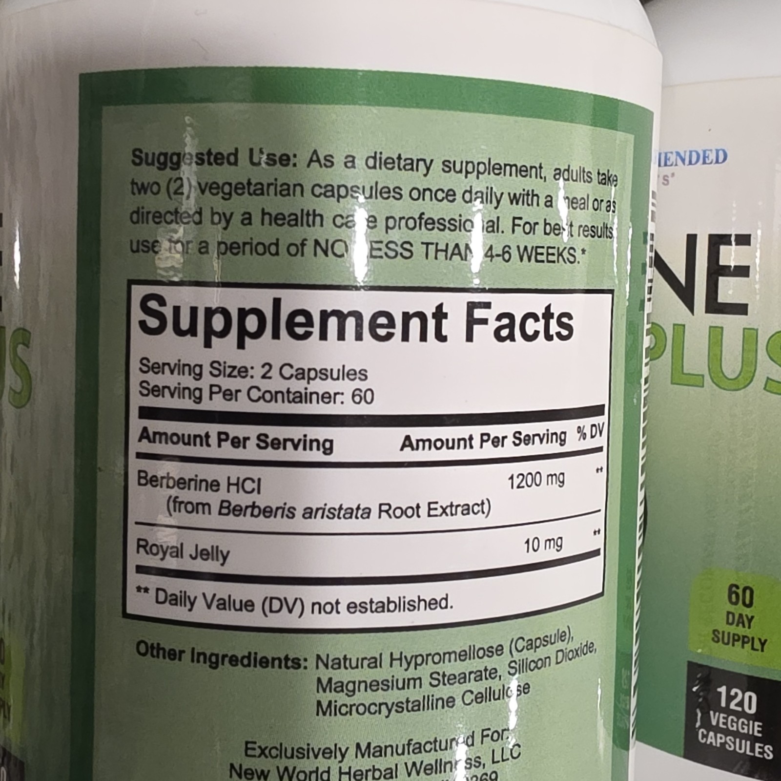 Doctor Recommended Supplements Berberine Plus 1200mg 120 Veggie Caps, 3 Bottles
