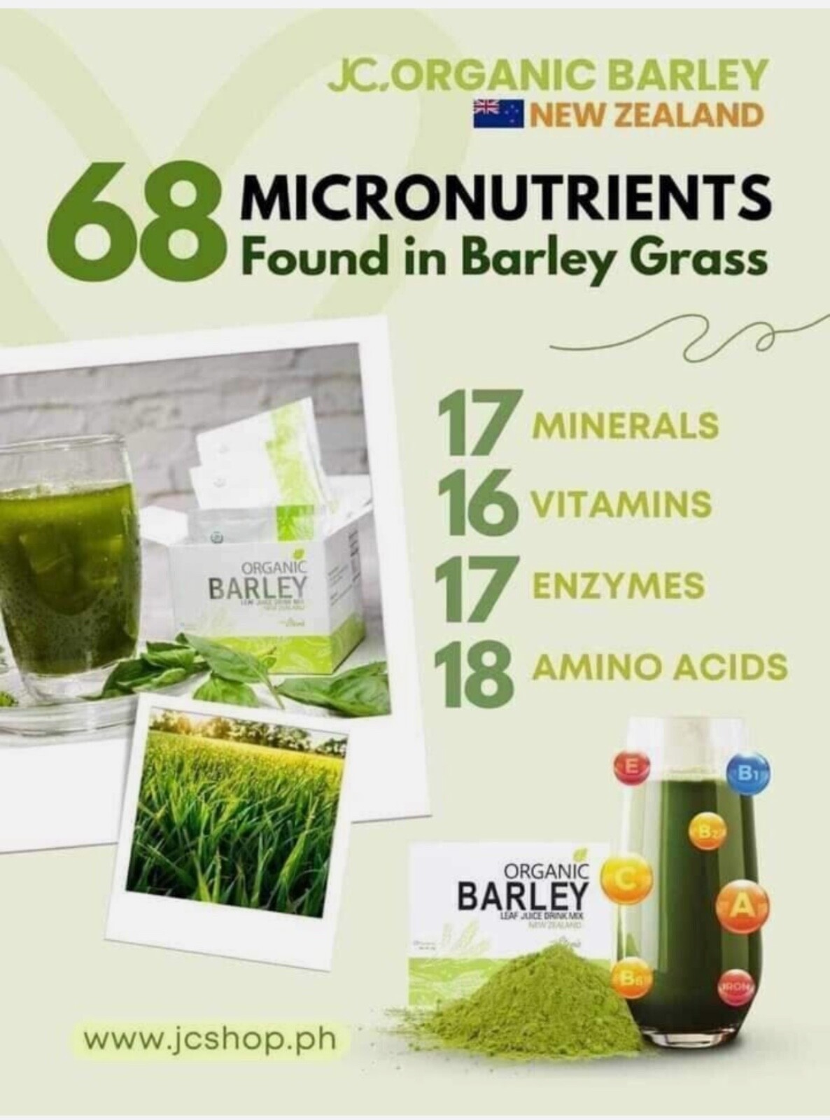 JC pure organic barley power juice with stevia from New Zealand