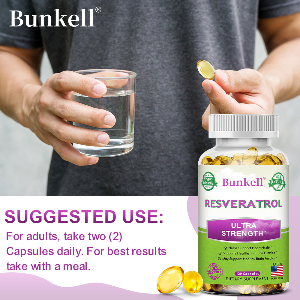 Resveratrol Capsules,Supports Heart,Brain And Immune Health,Antioxidant