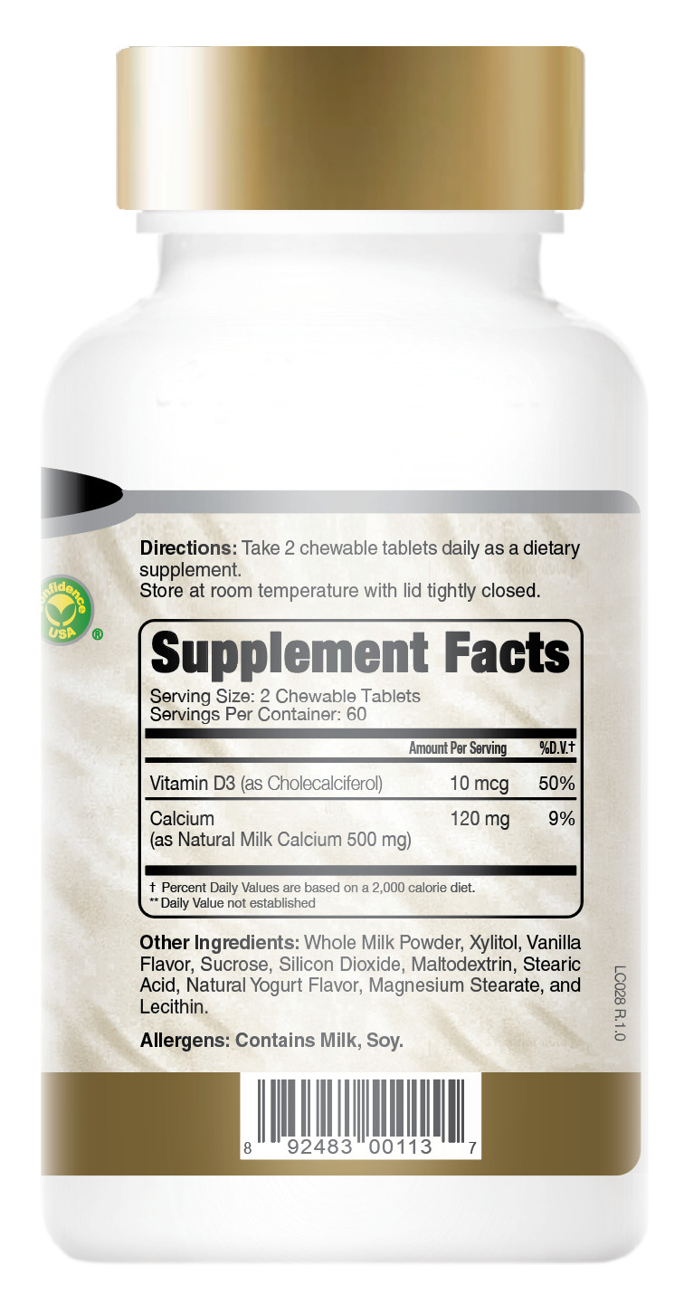 Confidence USA Mil-Gel® 120 Chewables – Milk Calcium + Vitamin D for Bone Health