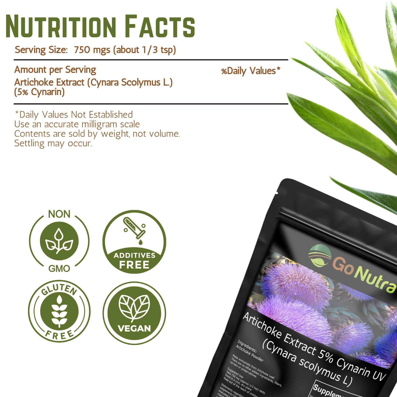 Artichoke Extract Powder Potent 5% Cynarin Artichoke Powder 4oz. Artichoke Leaf