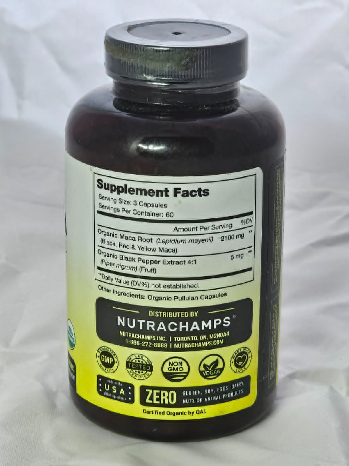 Nutra Champs MACA 2100 mg Organic Peruvian MACA- 180 Veg Caps New Exp 3/28