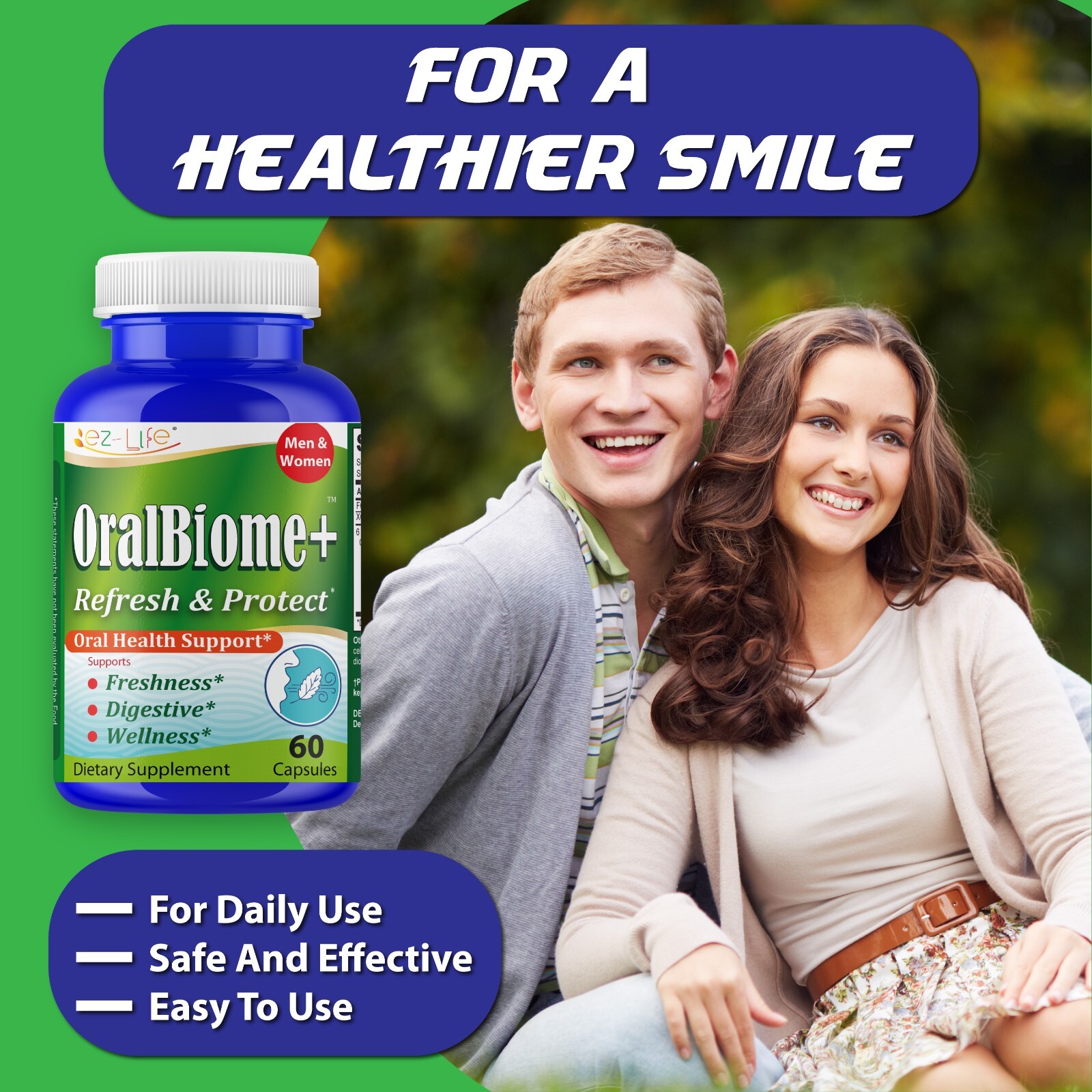 Oral Probiotics for Mouth Bad Breath for Adults-Fresh Breath 60 Capsules