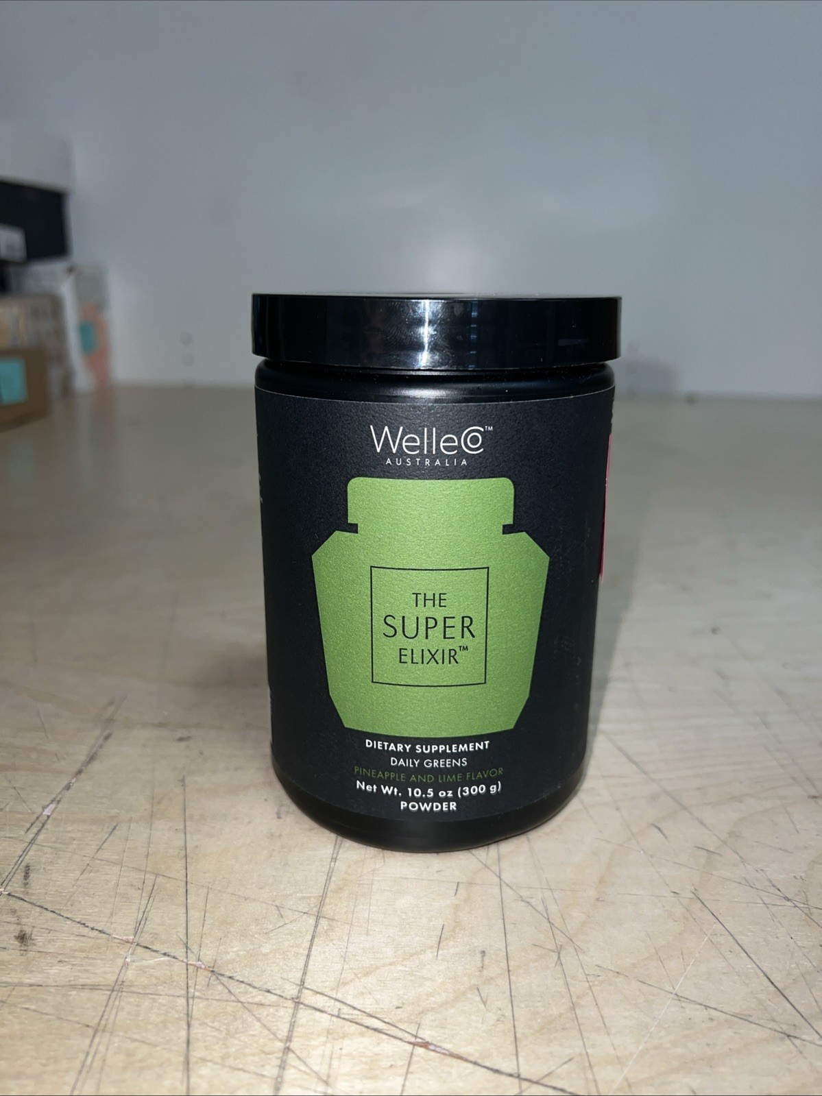 WelleCo The Super Elixir Daily Greens 10.5oz Powder Pineapple Lime NEW Exp 2/27