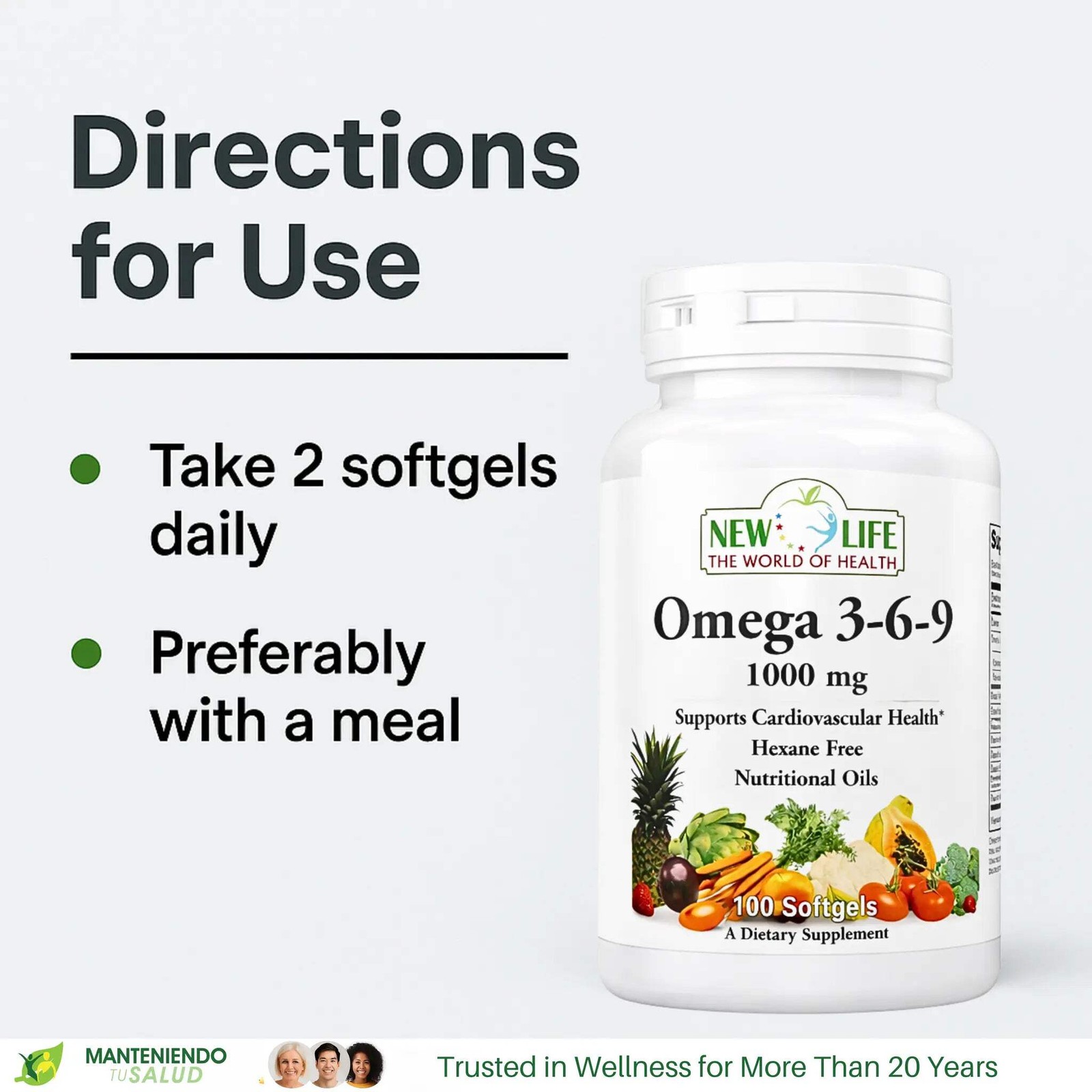 New Life Omega 3-6-9, Cardiovascular Health, Fatty Acid, 100 Softgels