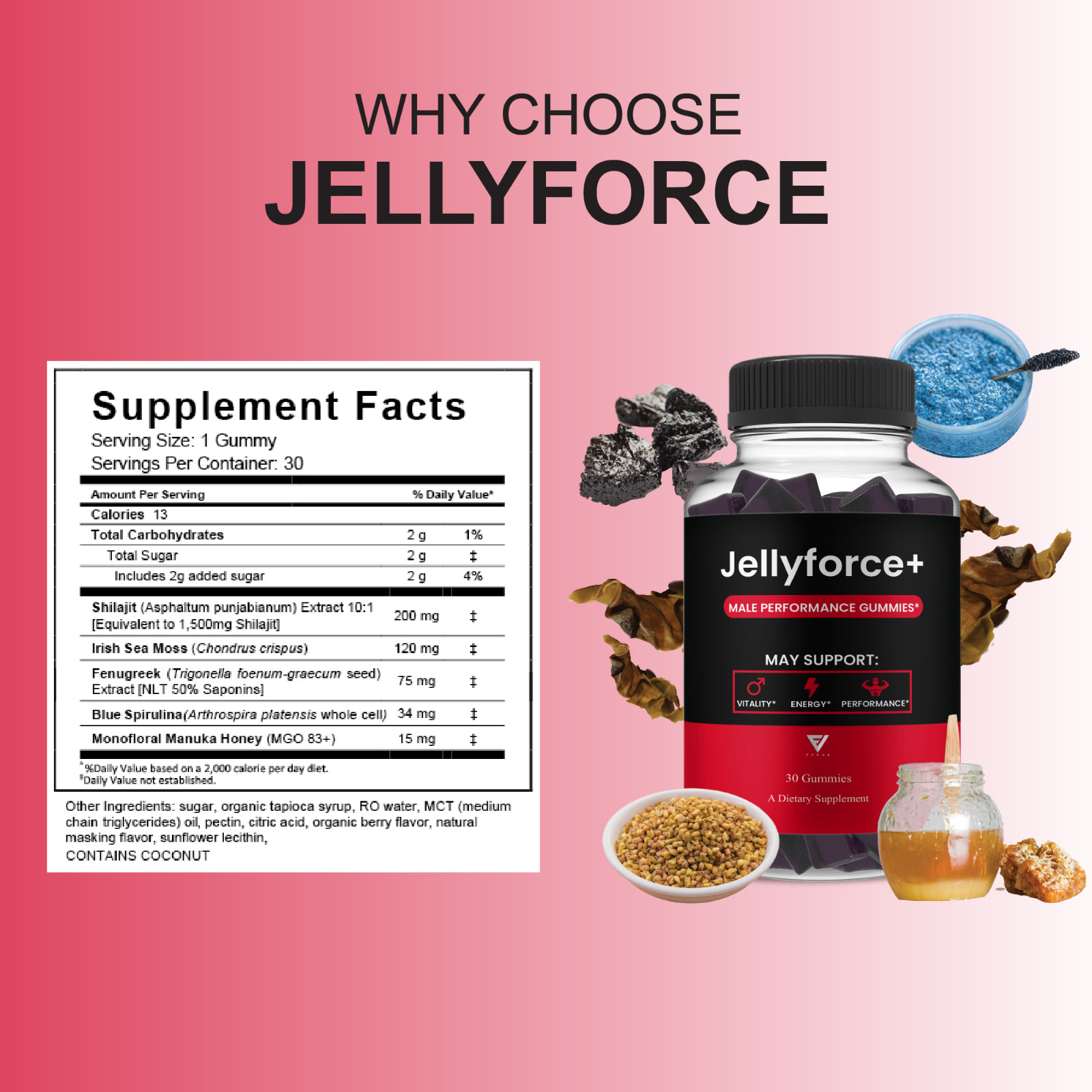 (5 Pack) Jelly Force Male Performance Gummies, JellyForce Male For (150 Gummies)