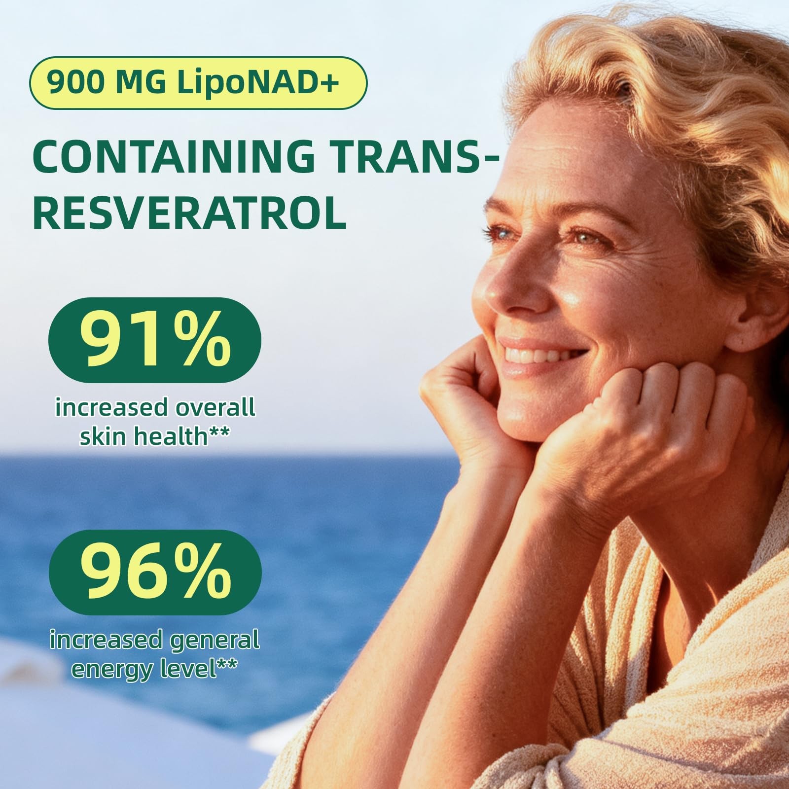 NAD+ Supplement with Resveratrol 900mg 100 Count (Pack of 1)