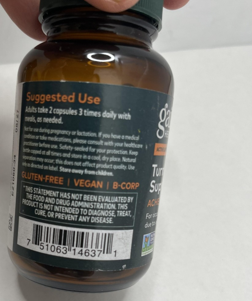 Gaia 2pk Herbs Turmeric Supreme Ache 60 Caps Exp 8/27 Joint Muscle Support