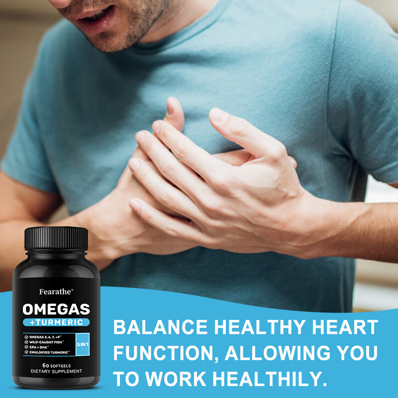 Daily Omega 3 6 9 + Turmeric EPA & DHA Heart Joint Support 60 Capsules