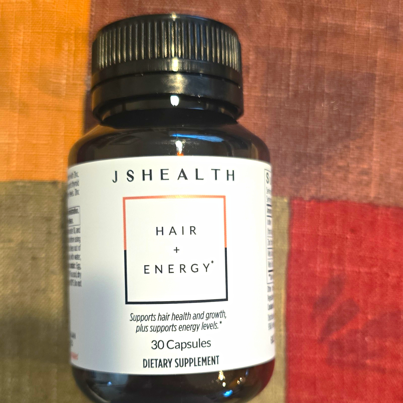 JSHEALTH Hair + Energy Dietary Supplement Hair Skin Nails Support 30 Capsules