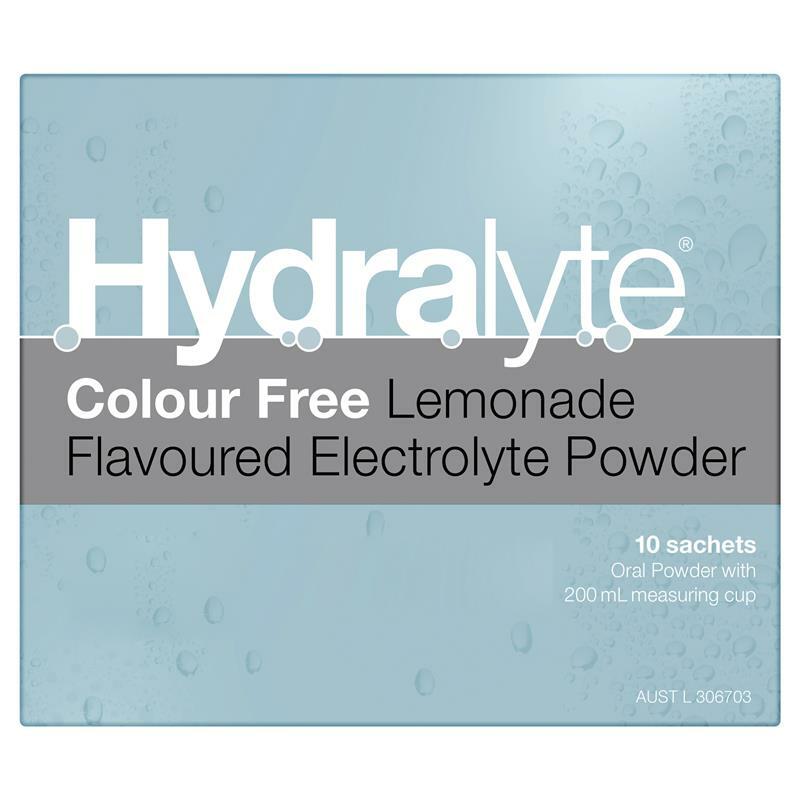 Hydralyte Colour Free Lemonade Flavoured Electrolyte Powder 4.9g x 10 Sachets