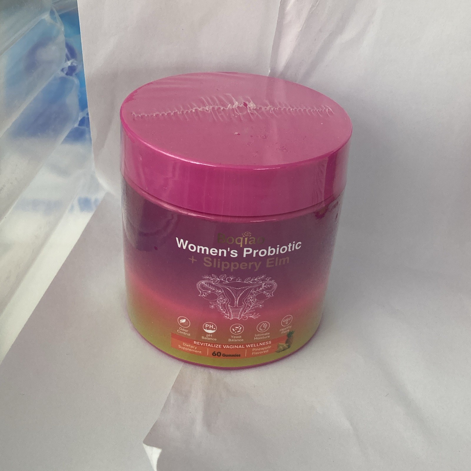 Boqlo Women’s Probiotic + Slippery Elm Pineapple Gummies, 60 Count