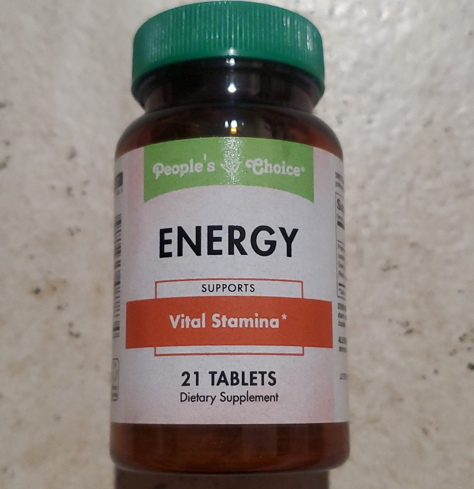 People’s Choice Energy Stamina Tablets Guarana Green Tea Ginseng 21ct 200mg